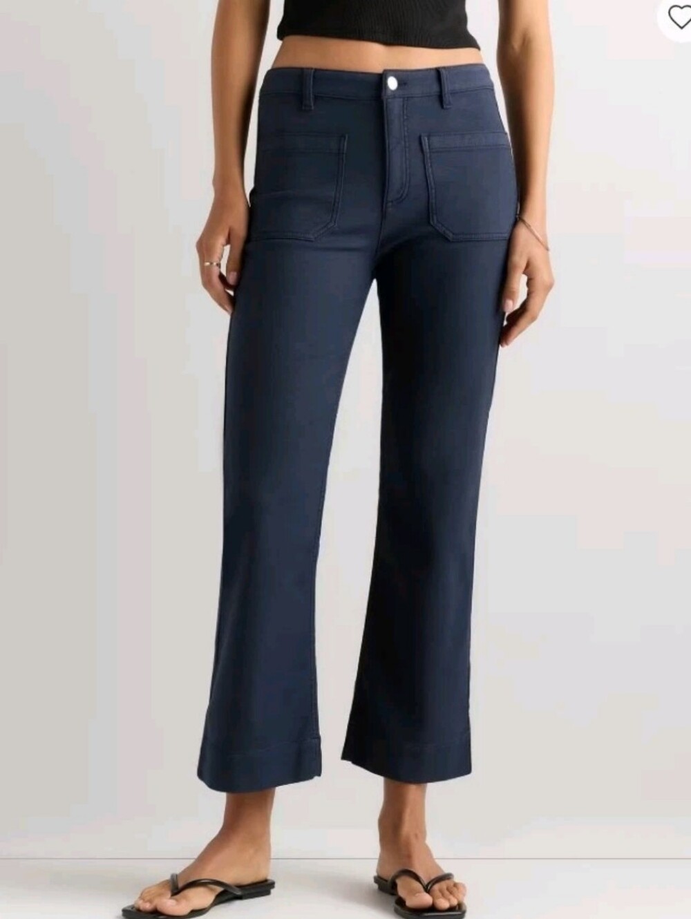 Quince French Terry Wide Leg Pants 4 Navy Blue